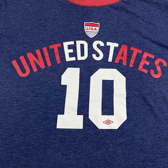 Team USA Shirt L Mens Short Sleeve Soccer Football Ringer Umbro - Picture 3 of 12